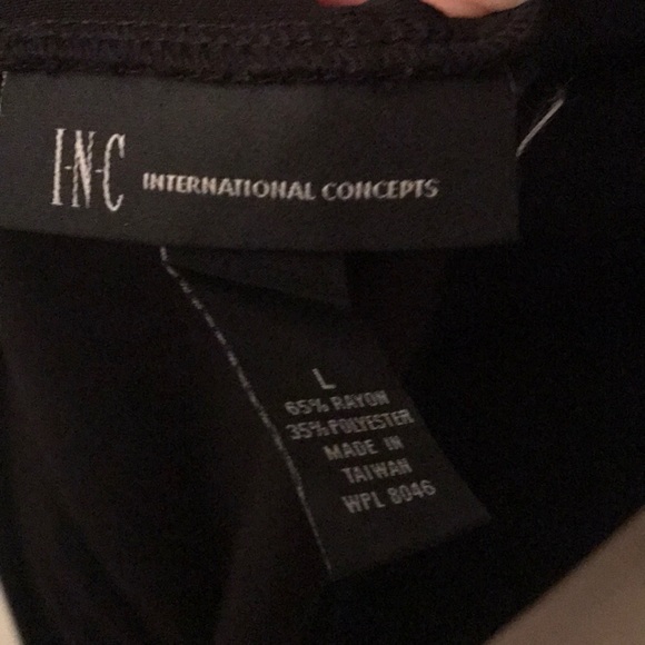 INC Black chic dress with drape neck, Sz L - Picture 5 of 7